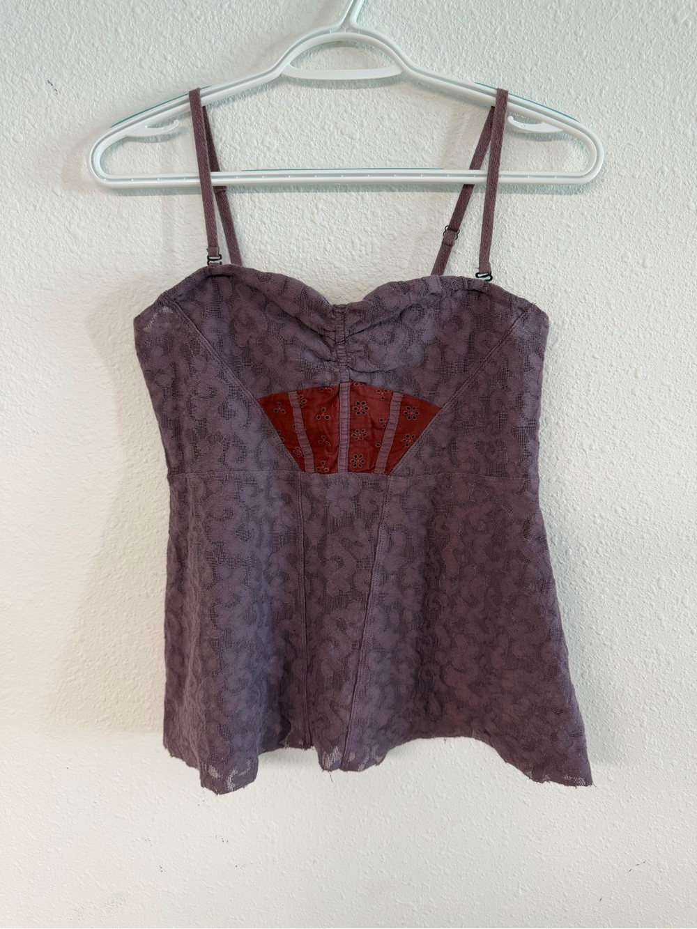 Free People Lavender Lace Camisole with Rust Red Inset